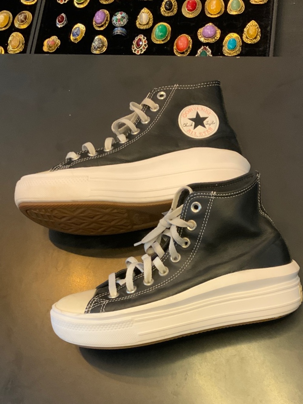 Converse Black High-Top Leather Platform Sneakers